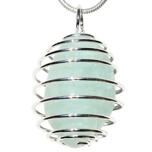 CHARGED Aquamarine Crystal Pendant 20" Stainless Steel Chain + Selenite Heart - Picture 1 of 11