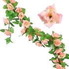 2,4 m Symulacja Róża Rattan Dekoracja Wiszące Sztuczne Kwiaty Splecione U4