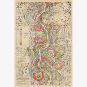 Cinturón de meandro del río Mississippi, mapa geológico de Harold Fisk, 1944- 9 de 15 - Imagen 1 de 11