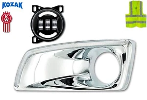 Chrome Fog Bezel Built-in LED Strip & Black Full LED Fog Left Side Kenworth T660 - Picture 1 of 9