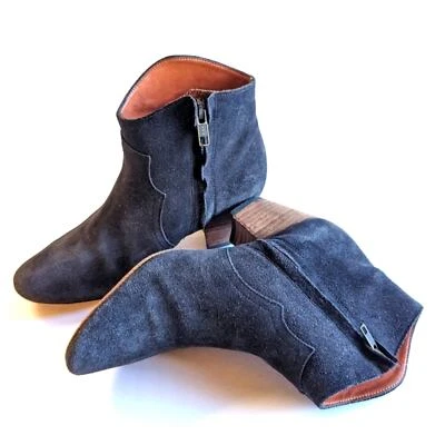 Isabel Marant Botines Gamuza Cuero Madera Tacón Botas EE. UU. 6 🩷 Foto 1 de 4