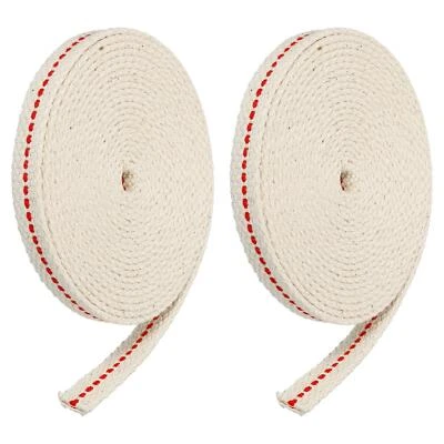 Algodón Aceite Lámpara Mecha 10mm Plano Ancho 3 Metros con Roja Puntada 2 Rollos - Imagen 1 de 4