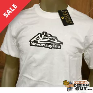 T-shirt Never Say Die Christian VINTAGE maglietta grafica religiosa nuova con etichetta - Foto 1 di 2