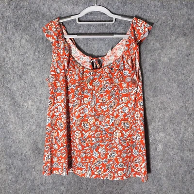 Old Navy Top L Linen Cottage Garden Floral Cutout Ruffle Sleeve Lightweight - Image 1 of 4
