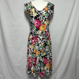Lauren Ralph Lauren Floral Dress Medium Preppy Mature Old Money Stretch Bloom - Bild 1 von 13