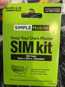 NEW Simple Mobile Keep Your Own Phone SIM Kit | 3-in-1 CDMA Sim Card - Picture 1 of 1