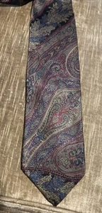 ZENIO COLLEZIONE Men's All Silk Tie ~ Black & Purple ~ Paisley 3.5”w - Picture 1 of 8
