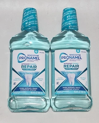 2x Sensodyne Pronamel Esmalte Intensivo Reparación Enjuague Bucal Extra Fresco 16.9 Fl Oz Foto 1 de 2