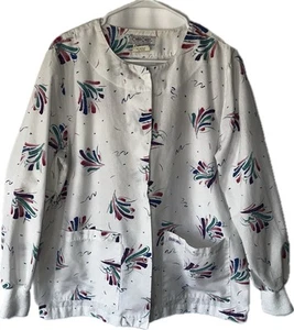 Vintage Cherokee Uniform Scrub Jacket Size Medium Snap Button 2 Pocket VGC - Picture 1 of 9