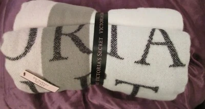 NEW Victoria's Secret Limited Edition Throw Blanket Pink/Gray/Cream 50" x 60" - Image 1 of 4