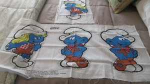 Vintage SMURF COWBOY & GIRL Pillow Fabric Panel Sew Pillow - Picture 1 of 3
