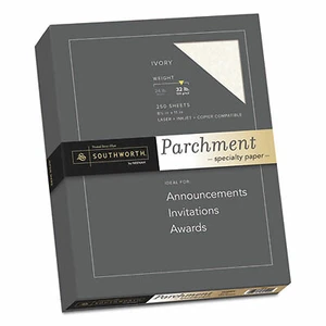 Southworth Parchment Specialty Paper, 32 Lb, 8.5 X 11, Ivory, 250/Pack J988C