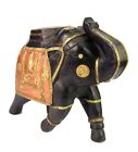 Wood Elephant Statue Nice Brass Fitting Home/Office Décor Elephant Idol I71-623