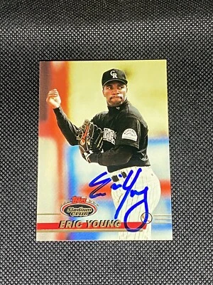 Eric Young Colorado Rockies Signed Auto 1993 Topps Stadium Club Card #526 ~ COA - Image 1 of 3