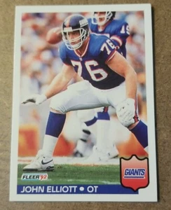 1992 Fleer Football Card #290 John Elliott - New York Giants - Bild 1 von 2