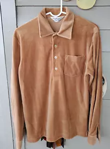 CAMISA POLO DE COLECCIÓN AÑOS 60 años 70 VAN HEUSON BRONCEADO/MARRÓN TERCIOPELO MANGA LARGA MEDIANA - Imagen 1 de 6