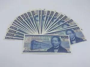 LOT OF 25 MEXICAN  50 PESOS BANKNOTE 1976 BENITO JUARES MEXICO CIRCULATED - Picture 1 of 4