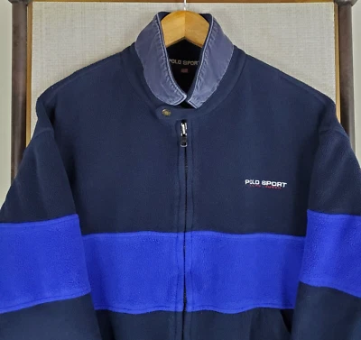 Chaqueta polar Polartec de colección Polo Sport talla XL para hombre recortada hecha en EE. UU. Cremallera completa Foto 1 de 4