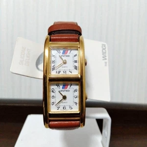 Rare Vintage United Airlines Dual Time Double Face Watch - Picture 1 of 14