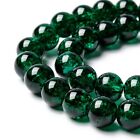 Crackle Glass Beads 8mm Dark Green Veined Bulk Jewelry Supplies Mix Unique 20pcs