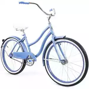 Girl's 24" Classic Beach Cruiser Bike Comfy Steel Frame Comfort Ride, Light Blue - Picture 1 of 3