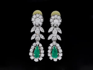 Pendientes Top Price 4,50 ct. Diamantes brillantes esmeraldas oro 750 18 quilates Deta - Imagen 1 de 8