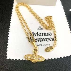 Vivienne Westwood Necklace mini Bas relief gold chain NO BOX [EJ858 - Picture 1 of 6