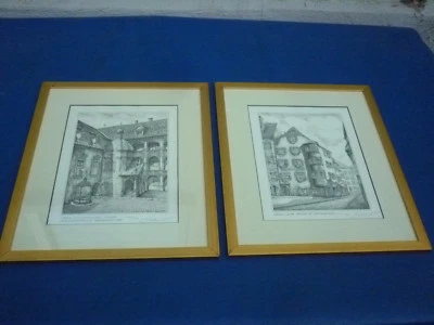 LOT 2 BELLES LITHOGRAPHIES ANCIENNES ALLEMANDES ENCADREES SIGNEES NUMEROTEES - Photo 1/4
