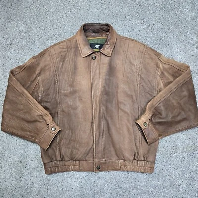 London Fog мужской коричневый кожаный Bomber куртка пальто со съемной подкладкой размер: XL - Изображение 1 из 4