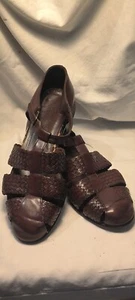 Eddie Bauer Brown Mens Brown Leather close toe braided strap sandal Sz.11M - Imagen 1 de 7