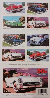 America on th Move 1950's Sport Cars 3 Books 60 Stamps - Image 1 of 3