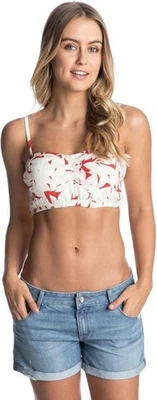 Camiseta sin mangas corta Roxy para mujer nueva con etiquetas roja y crema estampado abstracto correas ajustables XS Foto 1 de 4