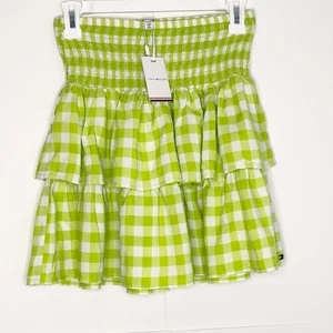 Girls Tommy Hilfiger Gingham Print Skirt in Sunny Lime - Picture 1 of 7