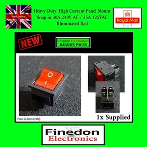 High Current Rocker Switch RED DPDT ON/OFF 4 PIN 30A/240VAC 35A/125VAC - Picture 1 of 3