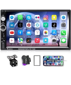 7" Double Din Car Stereo Audio Bluetooth MP5 Player USB FM Radio,Camera&Remote - Picture 1 of 14