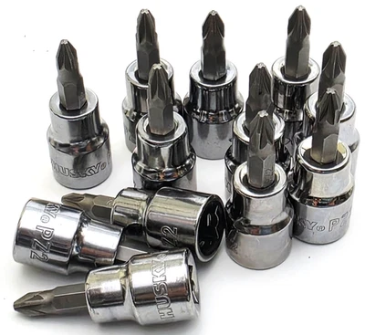 Lot of 12 Husky #2 Pozi Bit Sockets 3/8" Drive PZ2 - Image 1 of 4
