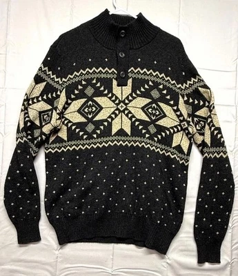 American Eagle Outfitters Sweater Mens Medium Black Beige Aztec Cozy Warm Wear - Image 1 of 4