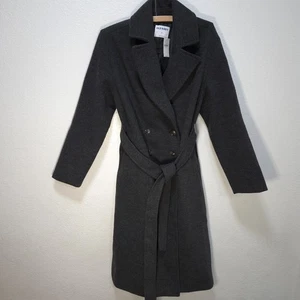 Old Navy NWT Grey Double Breasted Belted Classic Trench Coat Jacket Size Small - Picture 1 of 18