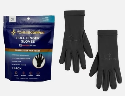 Luvas de compressão de cobre Tommie dedo inteiro infravermelho infundido alívio da dor G/XL - Imagem 1 de 4
