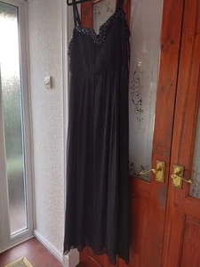 Black AX Paris Chiffon Dress Size 26 Full Length/Beading - Event Prom Wedding - Picture 1 of 7