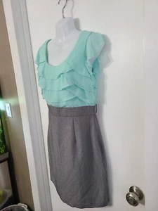 BCX Womens Career Office Pencil Dress 9 Ruffle Front Side Zip - Picture 1 of 6