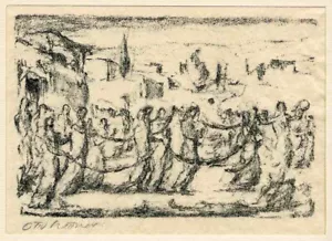 Otto Hettner - Marcha en cadenas - Litografía original firmada a mano Freie Secession - Imagen 1 de 1