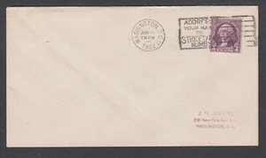 US Sc 721 FDC. 1932 3c Washington horizontal coil, STREET NUMBER slogan cancel - Picture 1 of 1