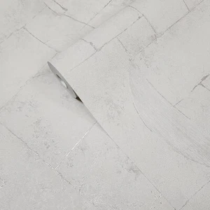 Cream off white faux concrete textured modern artwork patchwork modern wallpaper - Picture 1 of 13