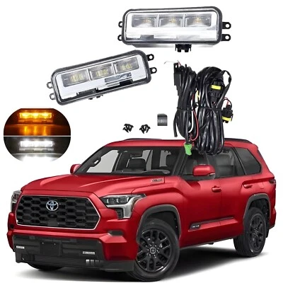 For 2023-2025 Toyota Sequoia LED Fog Lights Kit w/ Amber LED Signal Lights Wires - Image 1 of 4