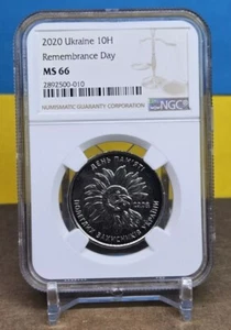 2020 UKRAINE 10H UAH - REMEMBRANCE DAY FALLEN DEFENDERS - NGC MS66 - COIN - Picture 1 of 8