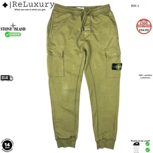 Stone Island Cargo Joggers Mens Green Cotton Plain Bottoms Trousers Sweatpants L - Picture 1 of 6