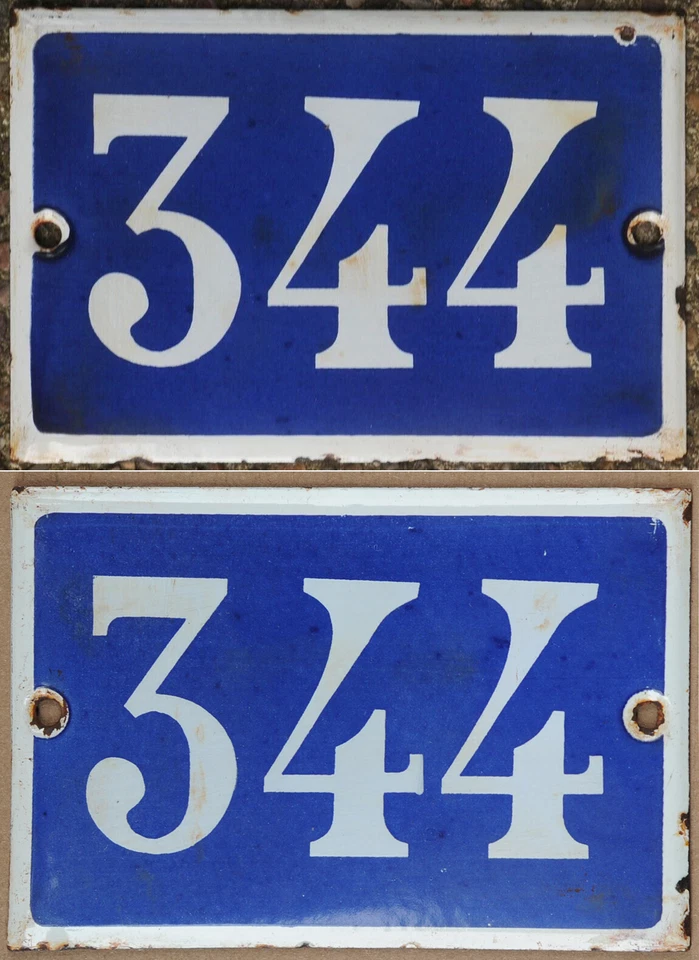 Antiga casa francesa azul número 344 porta portão parede cerca placa placa placa - Imagem 1 de 1