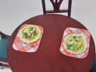 dollhouse miniature salad with 4 laminated place mates and salad forks. handmade
