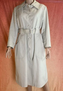 Vtg London Fog Trench Women’s Khaki Maincoats Floral Orlon Liner Sz 14 R - Picture 1 of 11